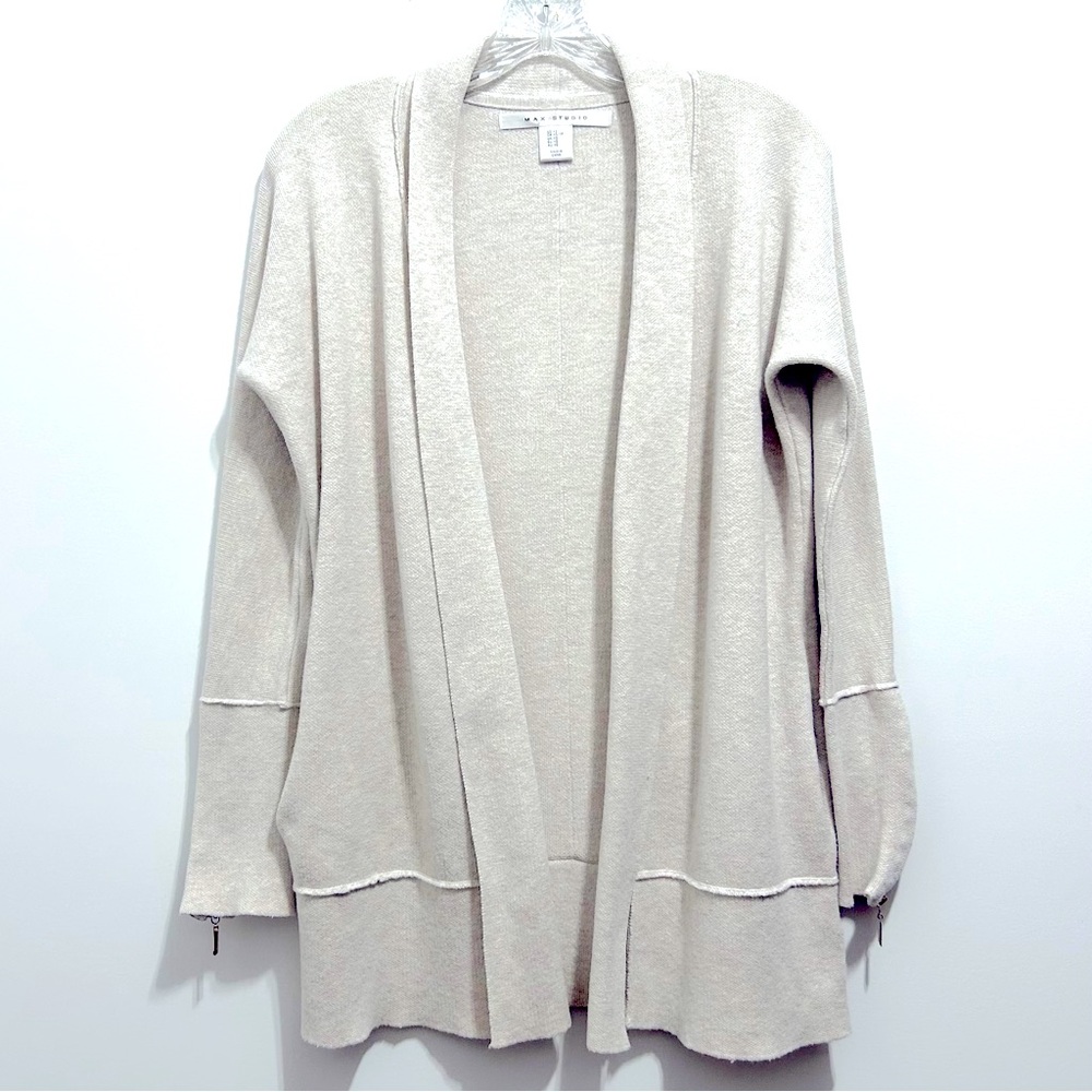 Max Studio Women’s Beige Open Front Cardigan